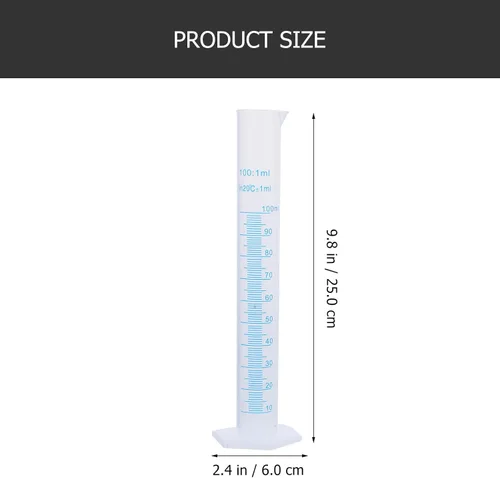Vista 2 de Cilindro graduado de plástico, cilindro de medición transparente, frasco de tubo de ensayo de laboratorio de laboratorio de líneas de medición de 2