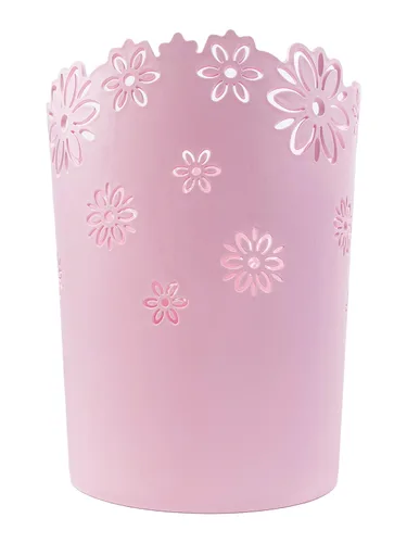 Vista 2 de Nazr Basurero de plástico con forma de flor hueca sin tapa (M-rosa)