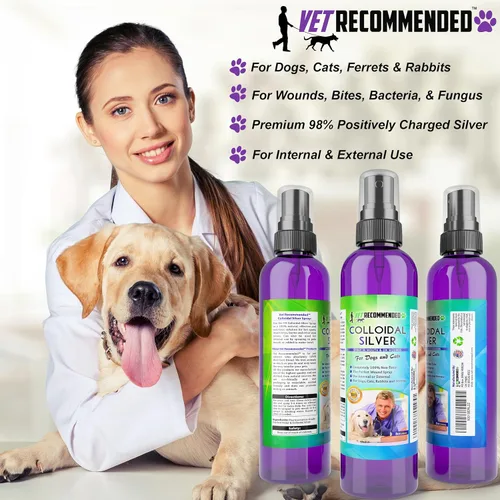 Vista 2 de Recomendado por veterinarios – Plata coloidal para perros & gatos – Plata coloidal en aerosol, funciona como tratamiento de parches calientes