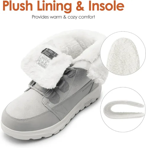 Vista 3 de DREAM PAIRS Botas de nieve de invierno para mujer, con cordones, cálidas, cómodas, con forro de piel sintética, botines para exteriores