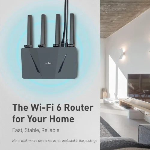 Vista 5 de GL.iNet GL-AX1800(Flint) Router WiFi 6 - Router de Internet inalámbrico Gigabit de doble banda 5 puertos Ethernet de 1G Hasta 120 dispositivos