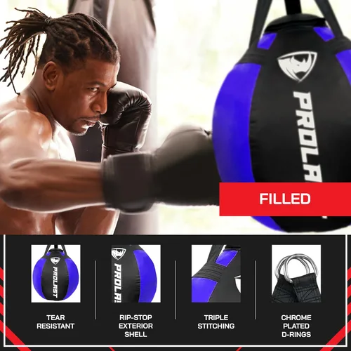 Vista 3 de PROLAST Wrecking Ball Heavy Punching Bag for Adults, Hook and Uppercut, Body Snatcher, Boxing, MMA, Muay Thai Training Equipment, Filled
