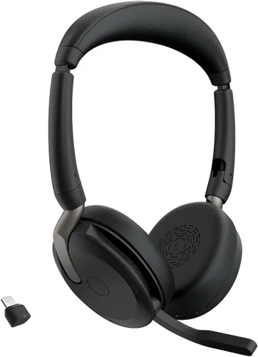 Vista 13 de Jabra Evolve2 65 Flex - Auriculares estéreo inalámbricos, Bluetooth, tecnología ClearVoice con cancelación de ruido y ANC híbrido, funciona