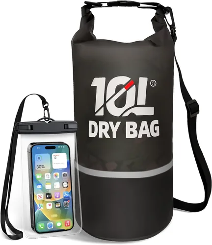 Bolsa seca impermeable para mujeres y hombres, bolsa de almacenamiento ligera enrollable de 10 L, mochila reflectante con bolsa impermeable para