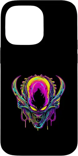 Vista 21 de iPhone 16 Retro Funny streetwear Synthwave 80s 90s spacezilla alien Case