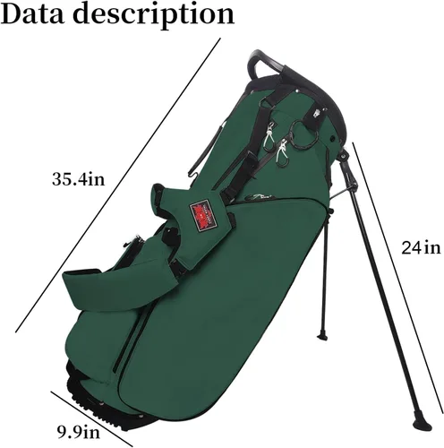 Vista 6 de Bolsa de golf ligera con soporte con divisores de longitud completa de 14 vías, 7 bolsillos con cremallera y cubierta para la lluvia, con asas