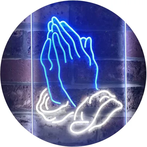 Vista 14 de ADVPRO Praying Hands Home Display Dual Color LED Neon Sign Blue & Red 8.5" x 12" st6s23-i3264-br