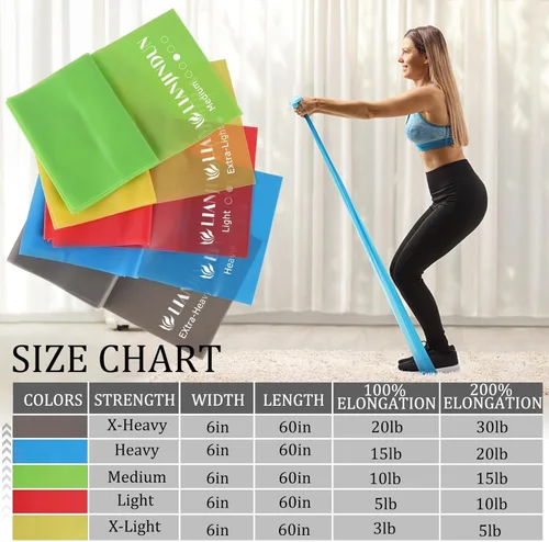 Vista 2 de Lianjindun 5 Pcs Professional Resistance Bands. Latex-Free, Pilates Band, Work Out Bands, Stretch Bands for Working Out Women or Men, Exercise Bands