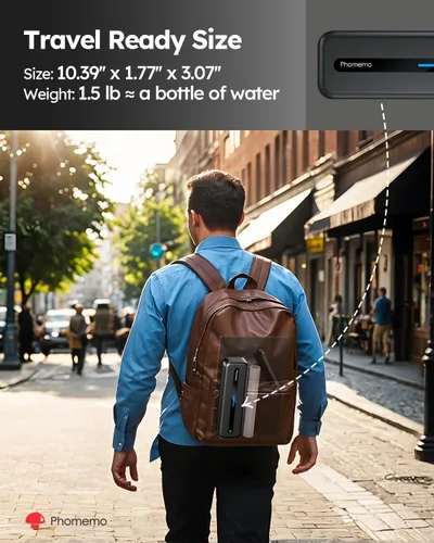 Vista 6 de Phomemo Impresoras Portátiles Inalámbricas para Viajes, Impresora Térmica Portátil sin Tinta para Teléfono y Portátil, Compatible con Papel