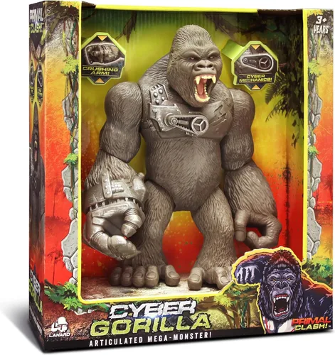 Lanard Primal Clash! Cyber Gorilla Mega Monster! - Figura articulada de 10 pulgadas, figura de juguete para niños, a partir de 3 años