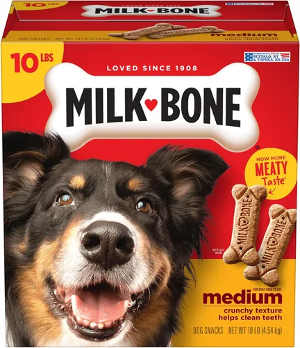 Vista 2 de Milk-Bone Paquete de golosinas para perros: galletas originales para perros medianos de 10 libras + pollo suave y masticable de 25 onzas