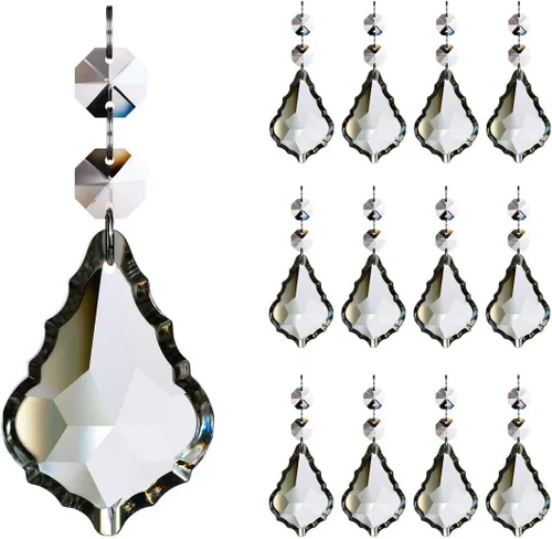 Vista 10 de Hoja de arce 20 piezas de repuesto de prismas de araña de cristal, cuentas de cristal colgantes de 1.496 pulgadas para candelabros de decoración