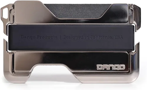 Vista 2 de Dango D02 Dapper 2 EDC Cartera Hecho en Estados Unidos Cuero genuino, aluminio mecanizado CNC niquelado, bloqueo RFID, 2 onzas