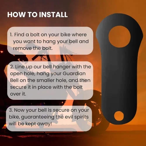 Vista 4 de Colgador de campana Guardian® Bell, duendecillo de la suerte para paseo en motocicleta, color negro
