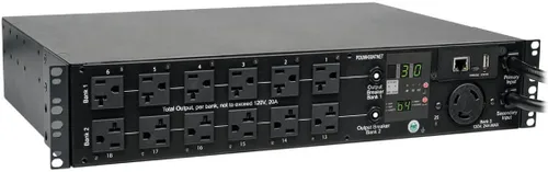 Vista 8 de Tripp Lite PDU monofásico ATS/conmutada de 1.4kW con interfaz de plataforma LX, salidas de 120 V (8 5-15R), 2 entradas 5-15P 120V 12 pies, montaje