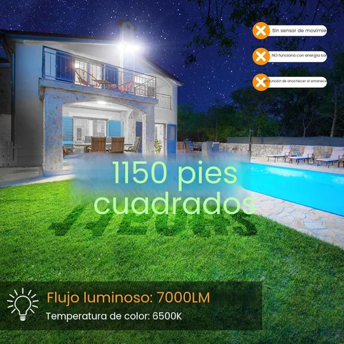Vista 4 de Onforu Luces de inundación de 75 W para exteriores, luces de seguridad de 7000 lm de brillo, controladas por interruptor, con 3 cabezales Blanco