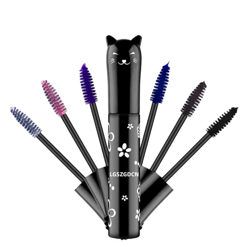 Vista 8 de 2 PCS Máscara de pestañas de ojo de gato púrpura - Maquillaje de color impermeable, secado rápido, pestañas rizadas, alargamiento del ojo
