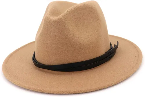 Vista 3 de DOSOMI Sombreros de fieltro de lana para hombre y mujer de ala ancha para Jazz Gambler