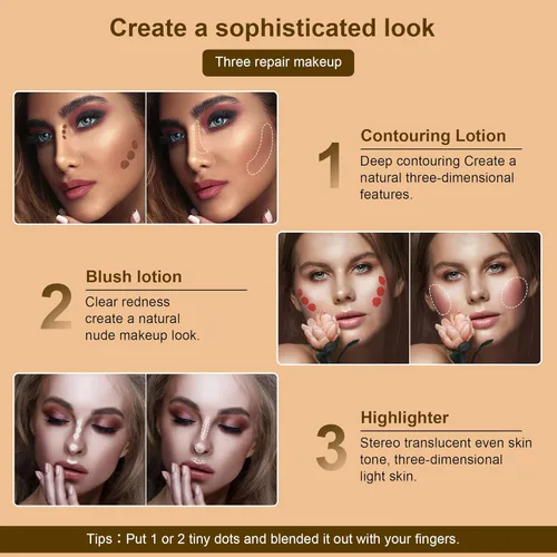 Vista 3 de Cream Contour Beauty Wand, Liquid Contouring with Cushion Applicator, Bronzer Stick Natural Matte Finish, Lightweight Blendable Super Silky Cream