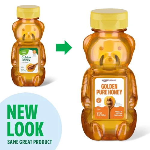 Vista 3 de Amazon Grocery, Golden Pure Honey, 12 onzas (anteriormente Amazon Fresh, el embalaje puede variar)