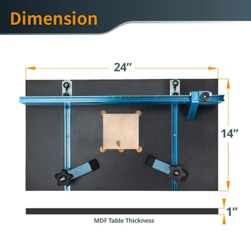 Vista 7 de POWERTEC Kit de Accesorios para Mesa de Taladro de Columna con Riel en T, Guía para Taladro de Columna de 14"x24", Escala Grabada con Láser