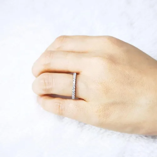 Vista 6 de Bo.Dream - Anillo de boda y de amor eterno de plata de ley con circonita cúbica redonda de 1.5, 2.2, 3 milímetros