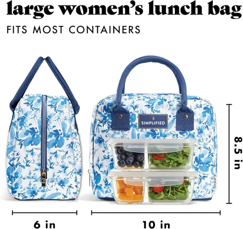 Vista 4 de Fit & Fresh Bolsa de almuerzo para mujer, bolsa de almuerzo aislada para mujer, para el trabajo, a prueba de fugas y resistente a las manchas