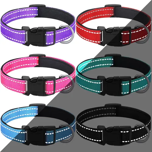 Vista 10 de 6 collares reflectantes para perro, collar de cachorro pequeño, nailon suave ajustable Bright