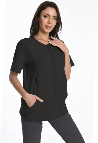 Vista 3 de Camisas con cremallera para después de la mastectomía con bolsillos de drenaje, ropa imprescindible para recuperación de cirugía, cómodas camisas