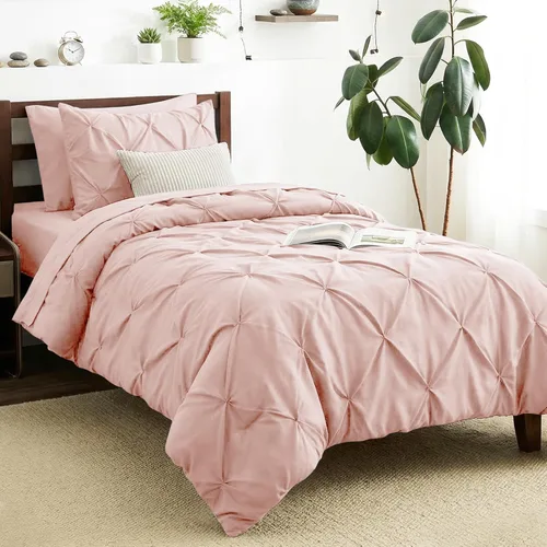 Vista 28 de CozyLux - Juego de edredón tamaño individual con sábanas Beige, 5 piezas, ropa de cama en una bolsa con pinzas, juego de cama tamaño individual