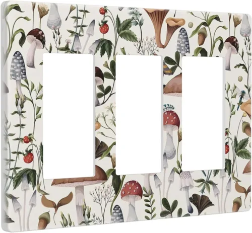 Vista 33 de Placa de Interruptor de Luz de Palanca Única Abstracta en Negro, Blanco y Gris, Cubierta de Tomacorriente, Placa de Pared Decorativa de Un