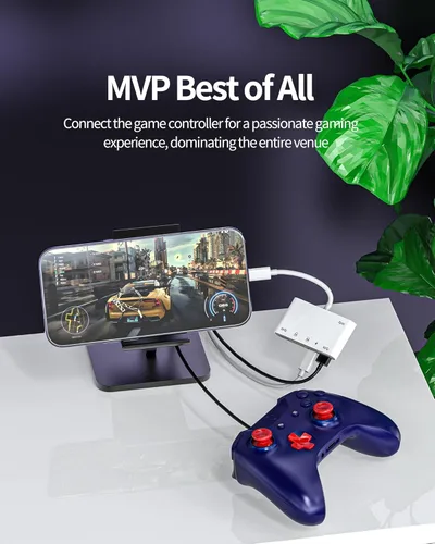 Vista 6 de Adaptador de cargador de lector de tarjetas micro SD Lightning a USB 6 en 1 para iPhone 13 14 Pro Max para iPad Dongle para Apple MFI certificado