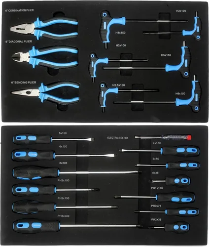Vista 3 de Runboll Cofre de herramientas de 4 cajones con juego de herramientas con ruedas para mejoras del hogar, mecánica de automóviles