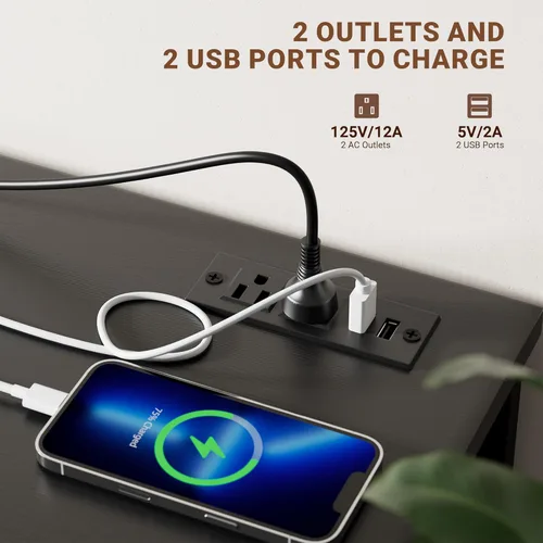 Vista 14 de Mueble de TV con toma de corriente, cómoda de 43 pulgadas de largo para dormitorio con 10 cajones de tela, cómoda para sala de estar, pasillo