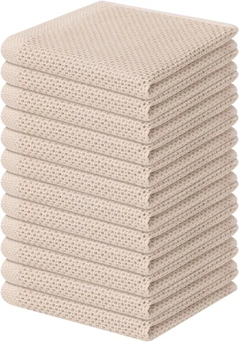 Vista 416 de Homaxy Paños de cocina de 100% algodón con tejido de gofre, ultra suaves, absorbentes, de secado rápido, 12 x 12 pulgadas, paquete de 6, amarillo