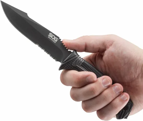 Vista 6 de De SOG Specialty Knives & Tools> cuchillo SEAL para tácticas al aire libre de hoja fija, con hoja de 4.9 pulgadas