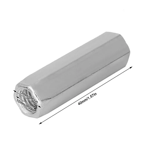 Vista 2 de 5 tuercas de varilla largas, tuercas de acoplamiento hexagonales de acero al carbono, tuerca de manga hexagonal M10 sujetadores roscados (M10x40)