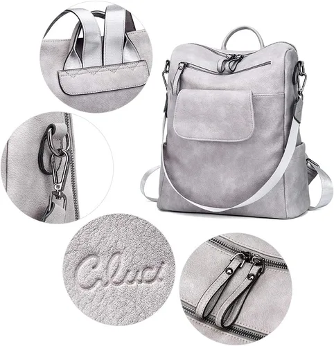 Vista 5 de Mochila de cuero para mujer, grande, convertible, antirrobo, mochila de viaje, Mochilas de viaje