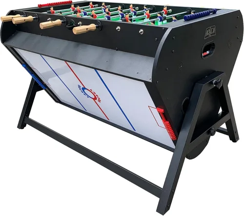 Vista 2 de KICK Triplex 55″ Varillas telescópicas 3 en 1 giratoria multijuego mesa – Juego de mesa de juego combinado – Billar, Air Hockey y futbolín