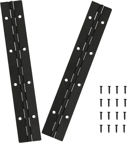 2 bisagras de piano resistentes, 8 pulgadas, 304 bisagras negras continuas y de piano, 0.05 pulgadas de grosor, 1.2 pulgadas de ancho abierto, ideal