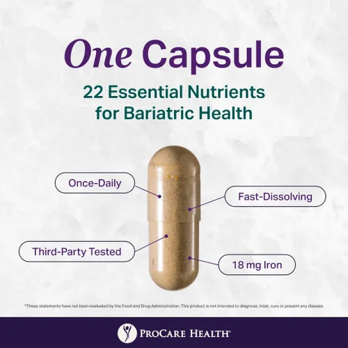 Vista 4 de ProCare Health Multivitamínico bariátrico con hierro de 18 mg (30 cápsulas fáciles de tragar) – Vitaminas bariátricas posoperatorias para píldoras