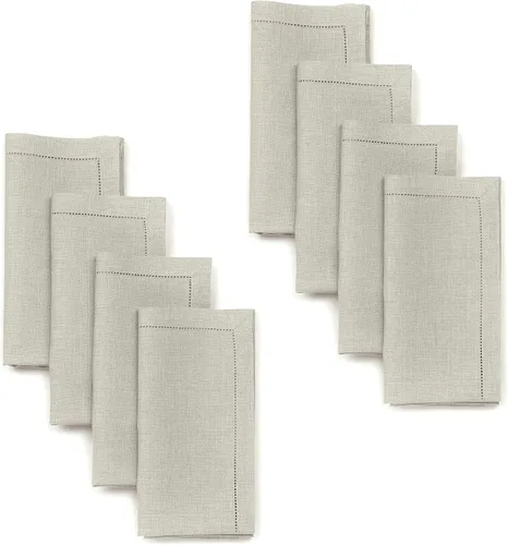 Vista 27 de D'Moksha Homes - Servilletas de tela - 20 x 20 pulgadas - Color natural - Juego de 4 servilletas de lino 100 % puro con vainica, lavables