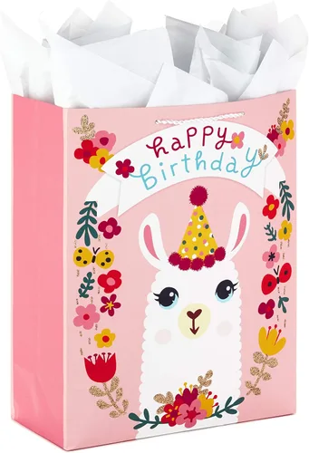 Vista 8 de Hallmark - Bolsa de regalo extra grande de 15 pulgadas para cumpleaños, con papel de seda (Feliz cumpleaños, rojo, azul, amarillo, verde)