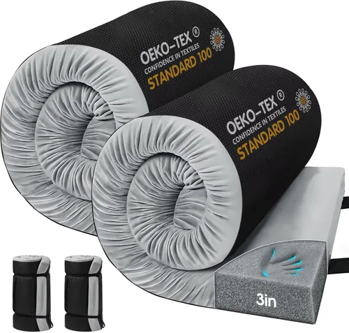 Vista 12 de CYMULA Almohadilla de Colchón de Espuma Viscoelástica para Acampar, Almohadilla para Dormir de 3 Pulgadas para Acampar, Base Antideslizante Inferior