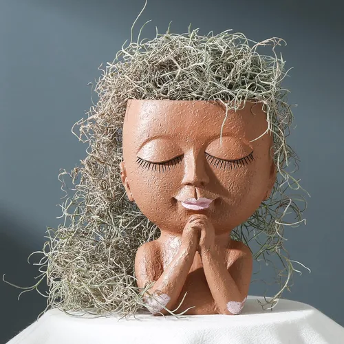 Vista 2 de Macetas de cara para suculentas, maceta de cabeza linda, para plantas de interior y exterior