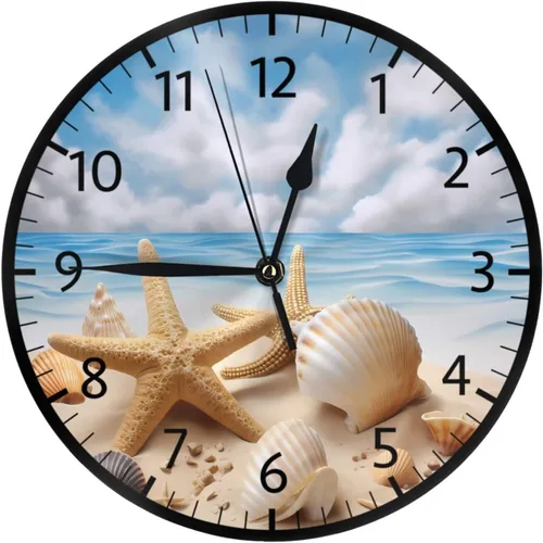 Vista 10 de Round Wall Clock 250 Years Anniversary Silent Non-Ticking Decorative Clocks Battery Operated Retro USA Flag Quartz Quiet Desk Clocks for Home