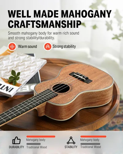 Vista 4 de Donner - Ukelele soprano Yukalalee DUS-200, de caoba, 21 pulgadas, kit para principiantes con lecciones en línea gratis, bolsa de concierto cuerdas