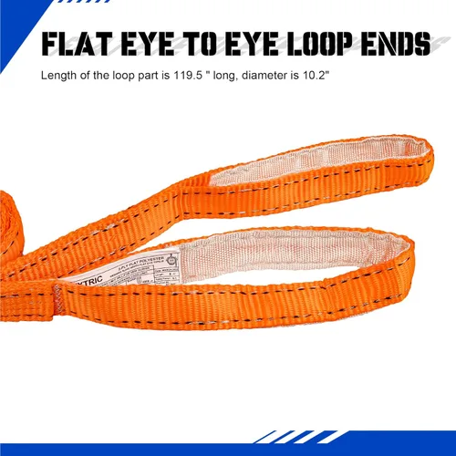 Vista 6 de Correas de elevación de 1 x 8 pies, correas planas resistentes para levantamiento de ojos con bucles reforzados, capacidad de 2450 libras, correa