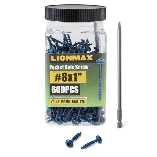 Vista 15 de LIONMAX Tornillos de agujero ciego de 2-1/2 pulgadas, 300 piezas Tornillo exterior #8 x 2-1/2", rosca gruesa, transmisión cuadrada, cabeza