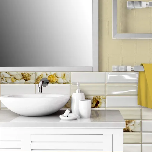 Vista 2 de Dundee Deco Panel de pared 3D de PVC de color arena beige blanco, 3.2 pies x 1.6 pies (37.8 in x 18.9 in), decoración de paneles de pared de diseño